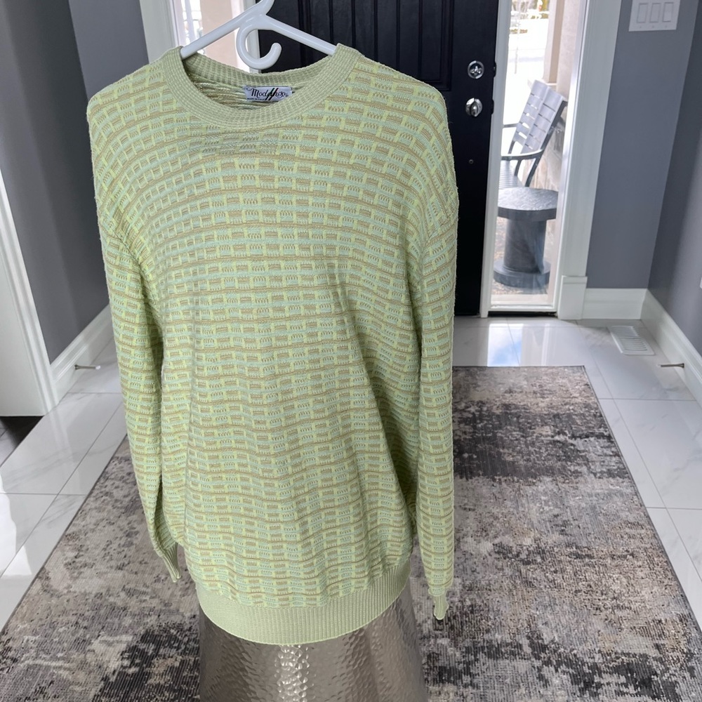 Vintage 🇮🇹MODANGO MADE IN ITALY summer knit sweater size large mint green🇮🇹